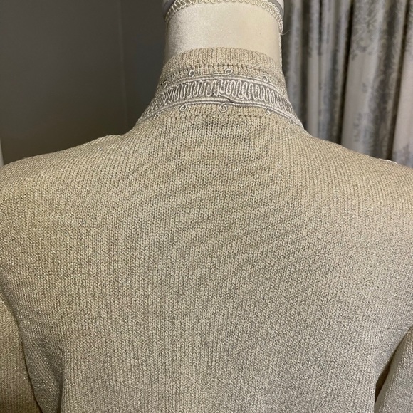 Toula Beige Scroll Appliqué Dressy Knit Jacket 6 - Picture 7 of 11